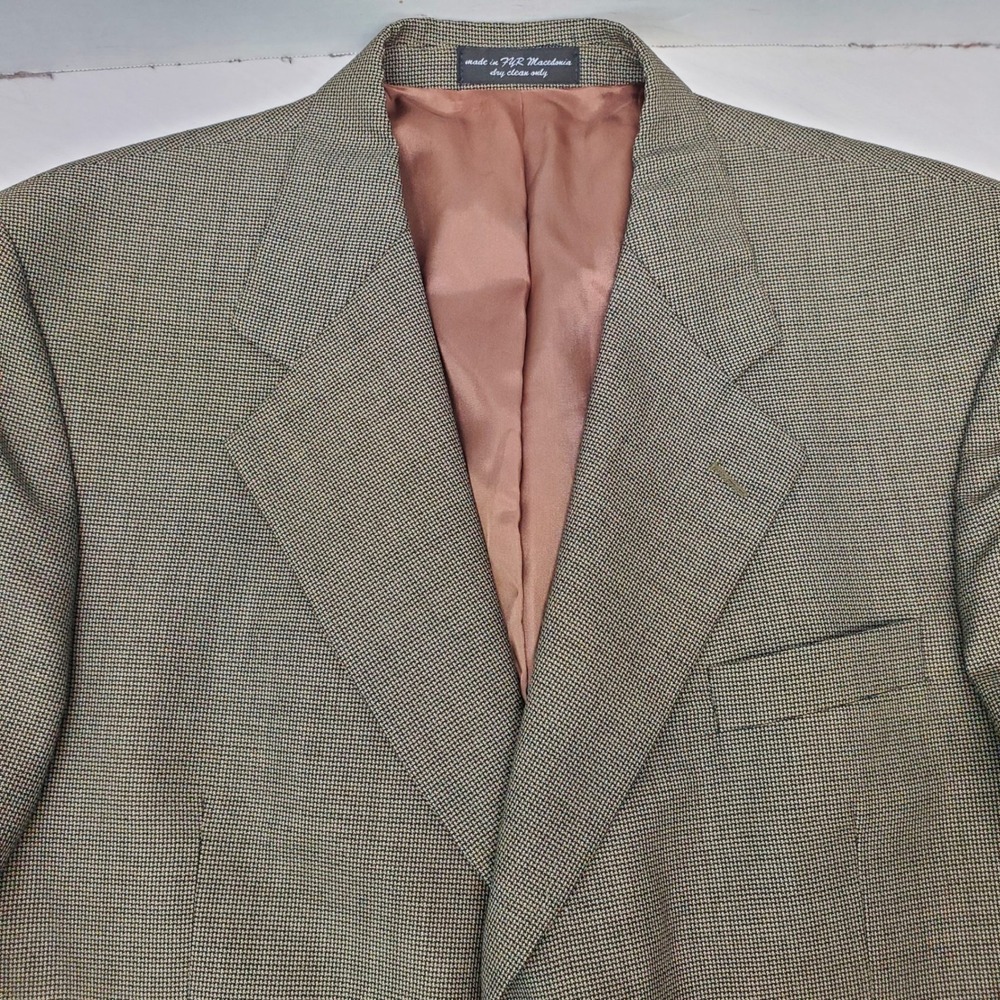 Machado by‎ George Machado Mens 44L Blazer 3-Button Olive Brown 90s Professional